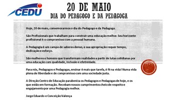 20 DE MAIO DIA DO PEDAGOGO E DA PEDAGOGA