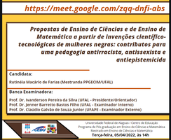 Convite para defesa de Rutineia Farias