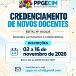 PPGECIM/UFAL divulga edital para credenciamento de novos docentes